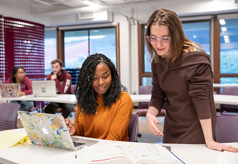Student receiving help in the Academic Success Center