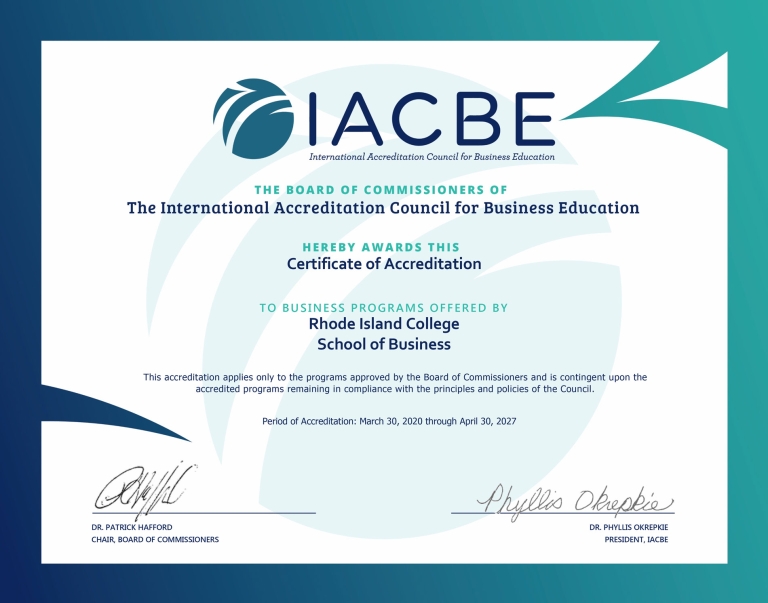 IACBE Accreditation certificate