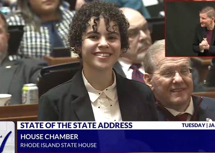 Sonya Cheteyan, AI major, at the RI State House State of the State Address