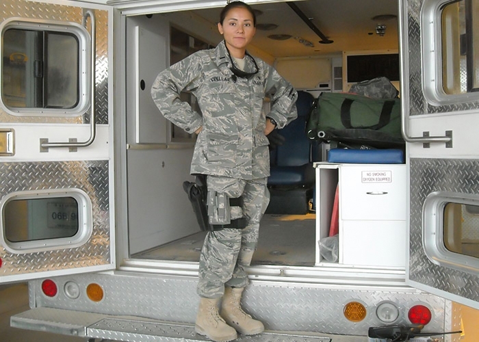 Mirna Cuellar in ambulance in Afghanistan