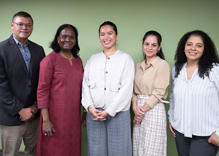 Social Work faculty: Michael Andrade, Jayashree Nimmagadda, Kelly Esmeralda Ramos, Estrellita Moronta and Joise Garzón