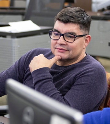 Workforce Development Hub student at computer