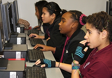 Young Tech Ed students working at computers