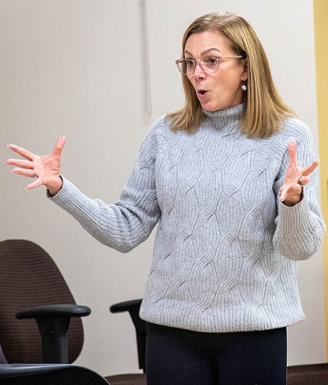 Professor teaching special education class