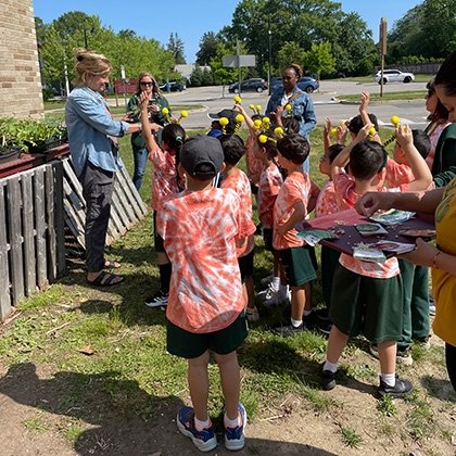 Elementary school children at RIC Beehive field trip
