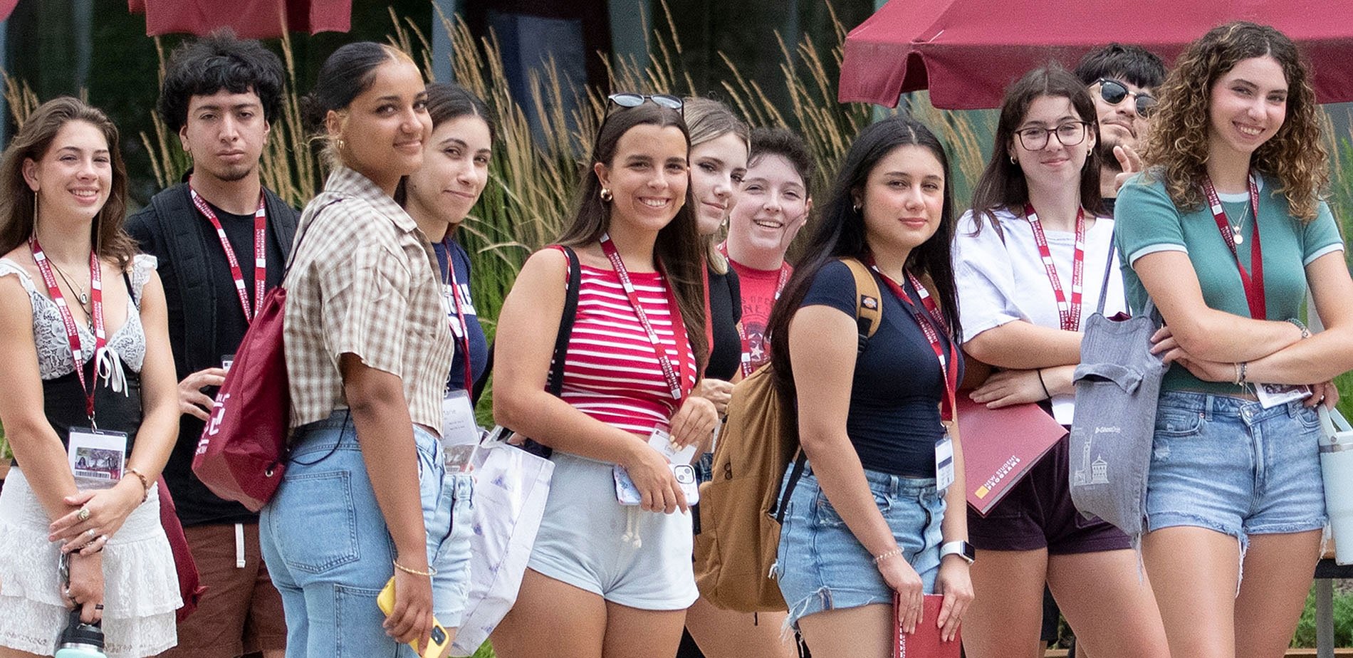 Smiling students on quad at orientation