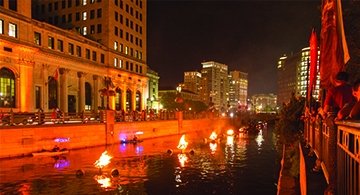 Image of WaterFire on the Providence River