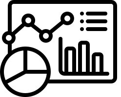 Icon of dashboard with charts and graphs