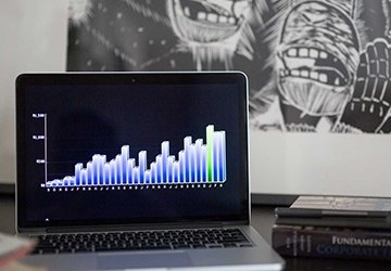 Chart graph showing data on computer screen