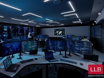 Architect's rendering of Alger Hall Cyber Range Classroom