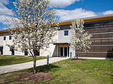 Alger Hall exterior in spring