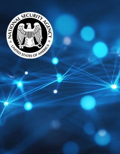 NSA logo overlaid on digitized background