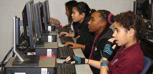 Girls on computers