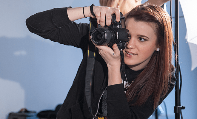 Girl in photography class