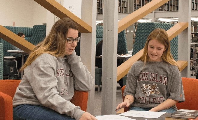 Two students studying