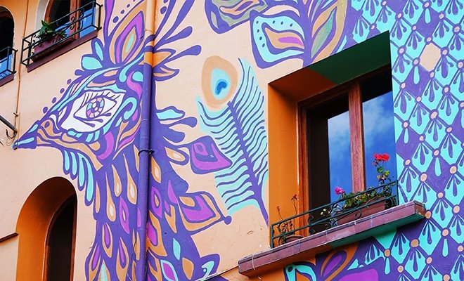 Colorful walls of mediterranean style building