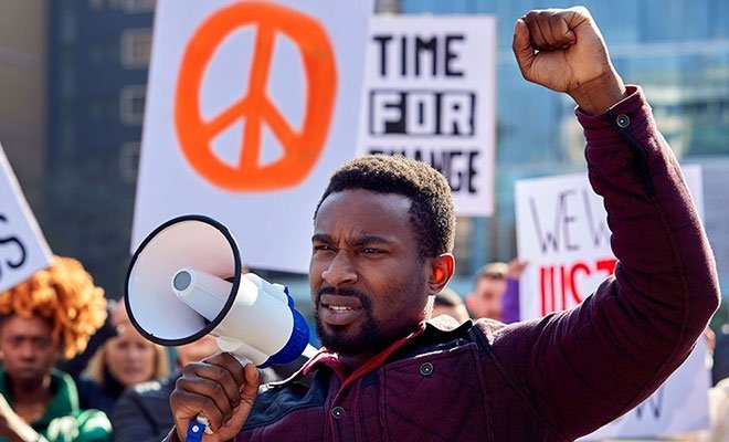People participating in a protest