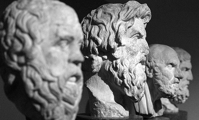 Stone busts of philosophers