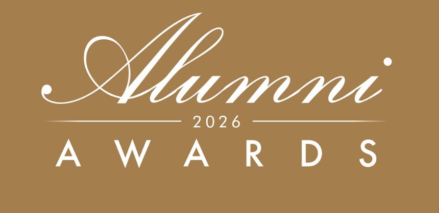 Gold and white Alumni Awards 2026 logo